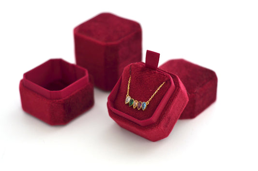 Cherry Red Square Velvet Necklace Box