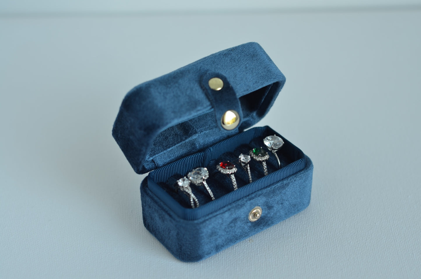 Navy Blue ,Minimal Velvet Ring Box,Personalized Ring Box, Jewelry Organizer