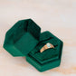 Dark Emerald Green Velvet Wedding Ring Box, Hunter Green Velvet Ring Box, Proposal Ring Box, Hexagon Ring Box, Two Slot and Single Ring Box