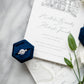 Boîte à bagues en velours bleu marine, boîte à bagues de fiançailles, fente simple et double, boîte monogramme